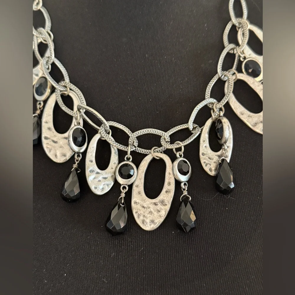 Silver and Black Chunky Necklace